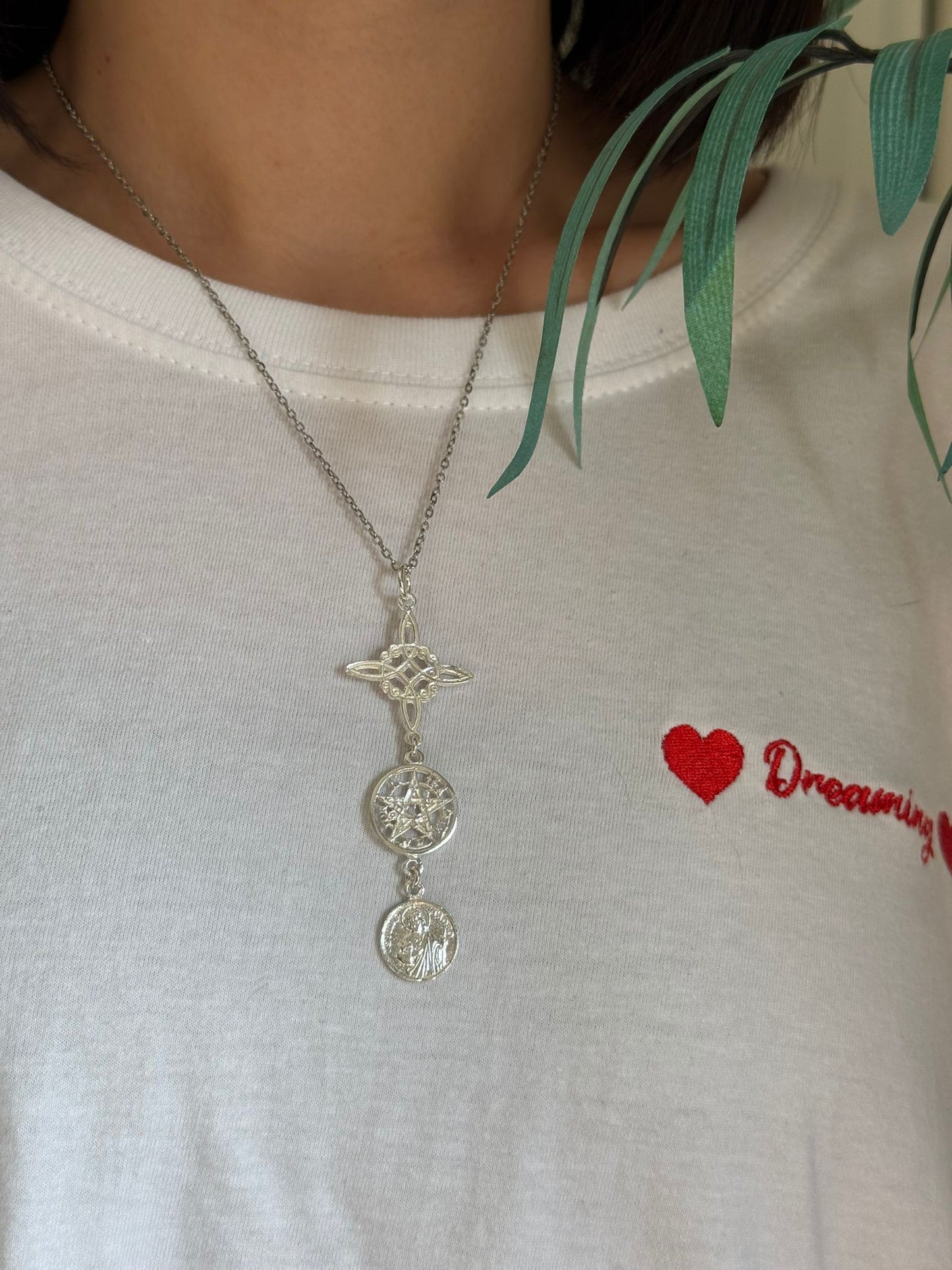 Colgante triple protección en plata
