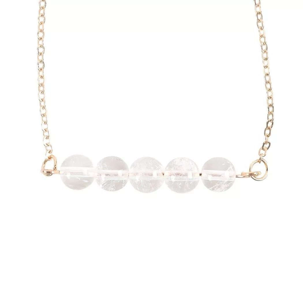 Pulsera de cadena con cuentas de cristal de cuarzo transparente