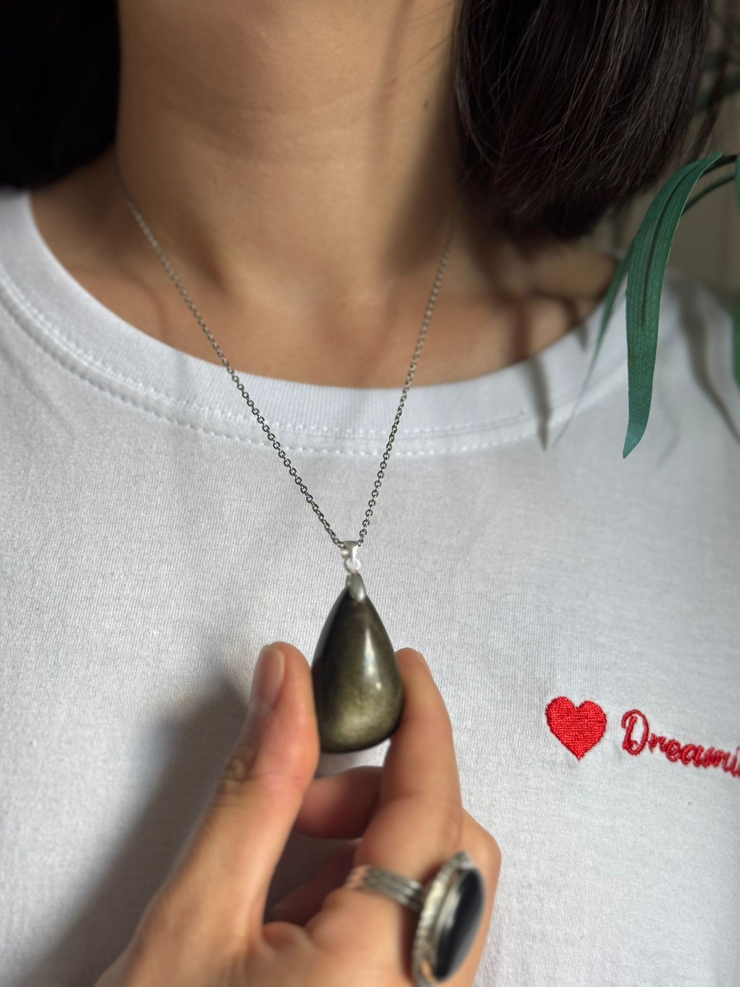 Colgante de obsidiana dorada en plata
