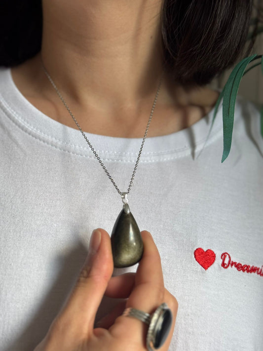 Colgante de obsidiana dorada en plata