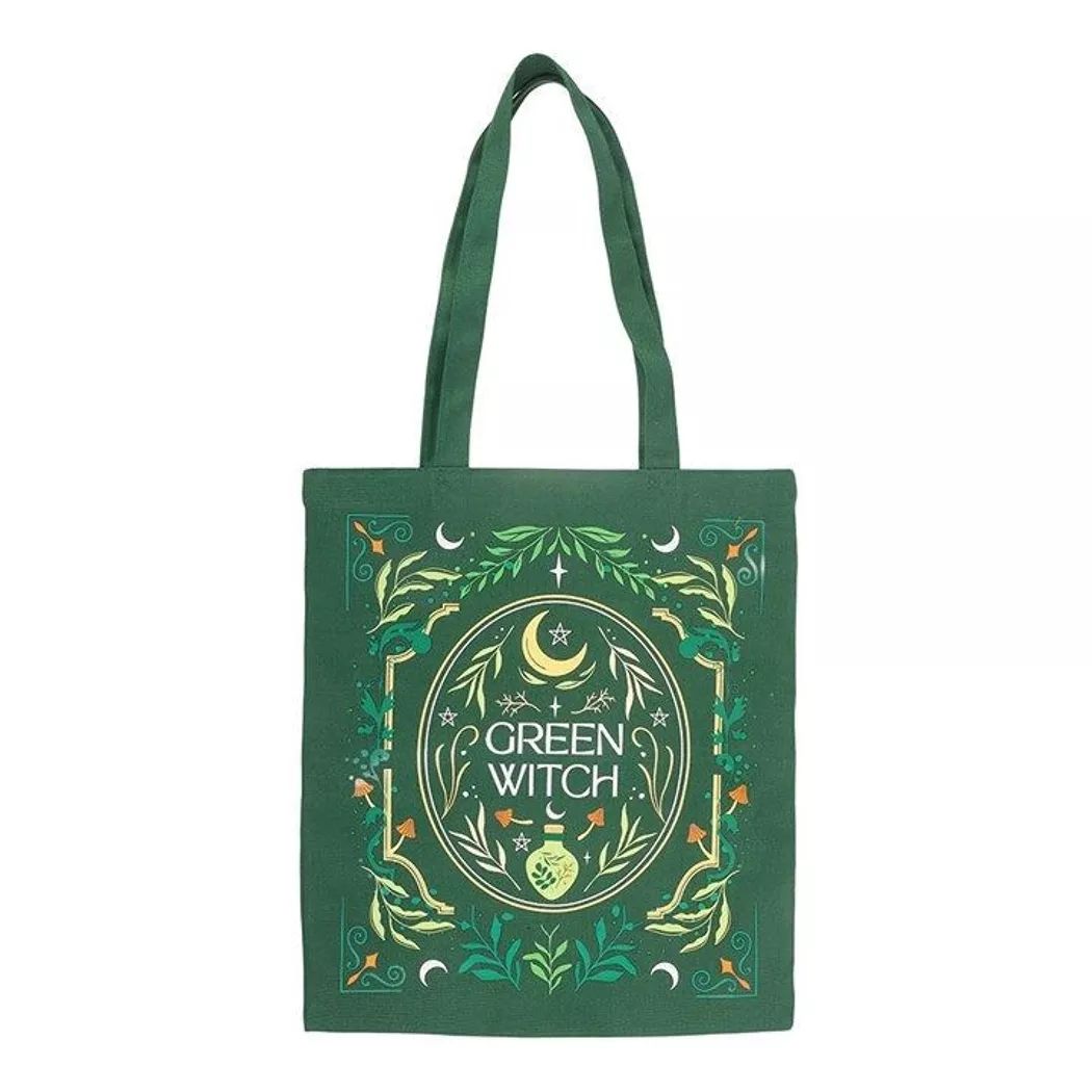 Bolso tote bag de bruja verde.