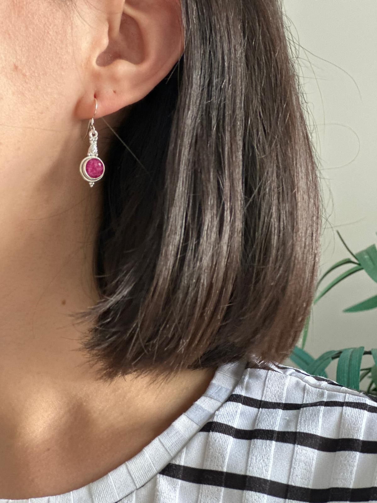 Pendientes de plata con rubí