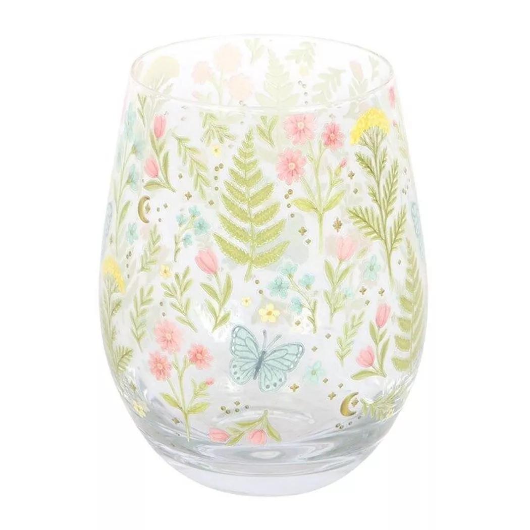 Vaso sin tallo con estampado floral Luna Bloom.