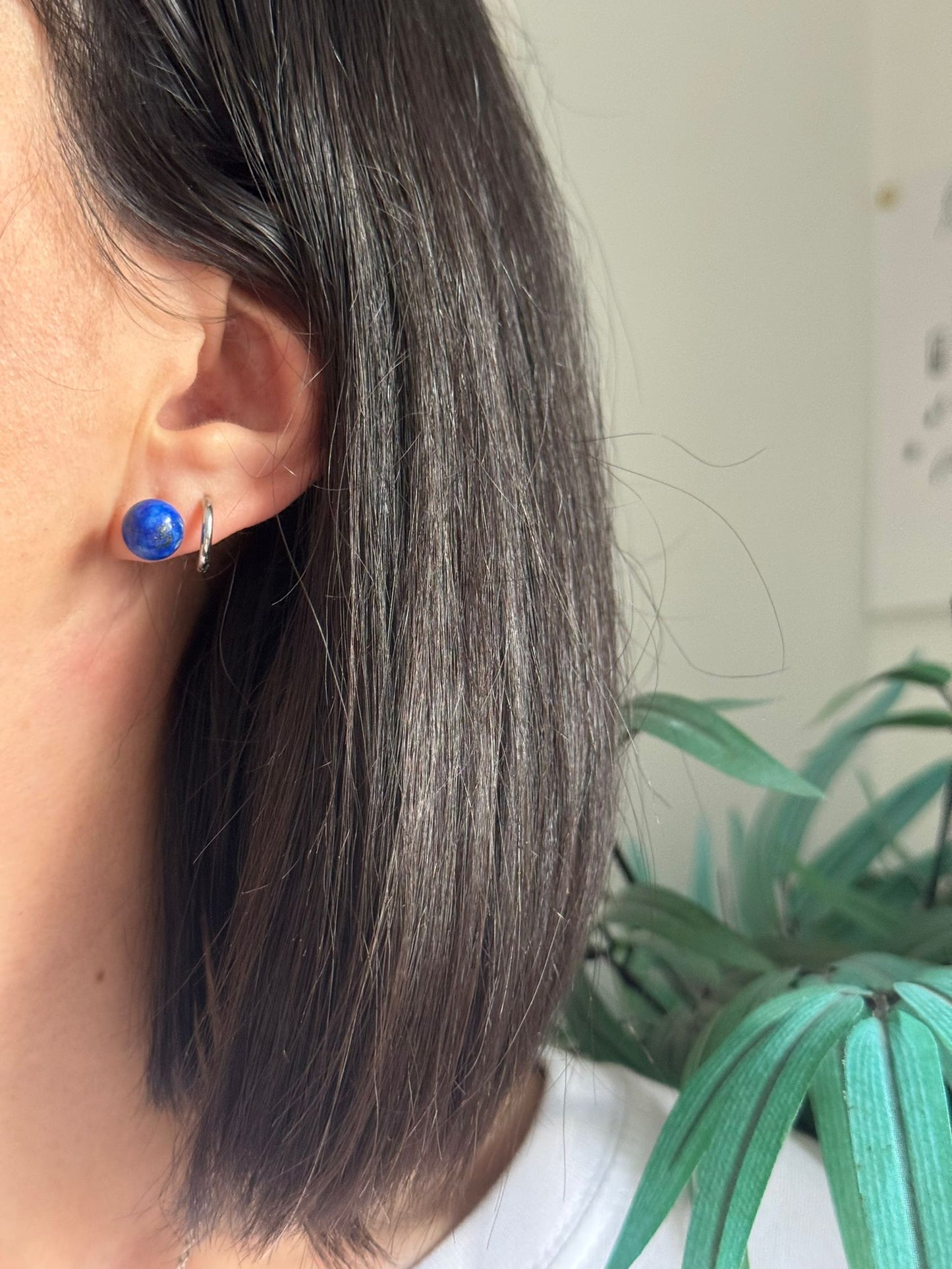 Pendientes bola de lapizlázuli en plata