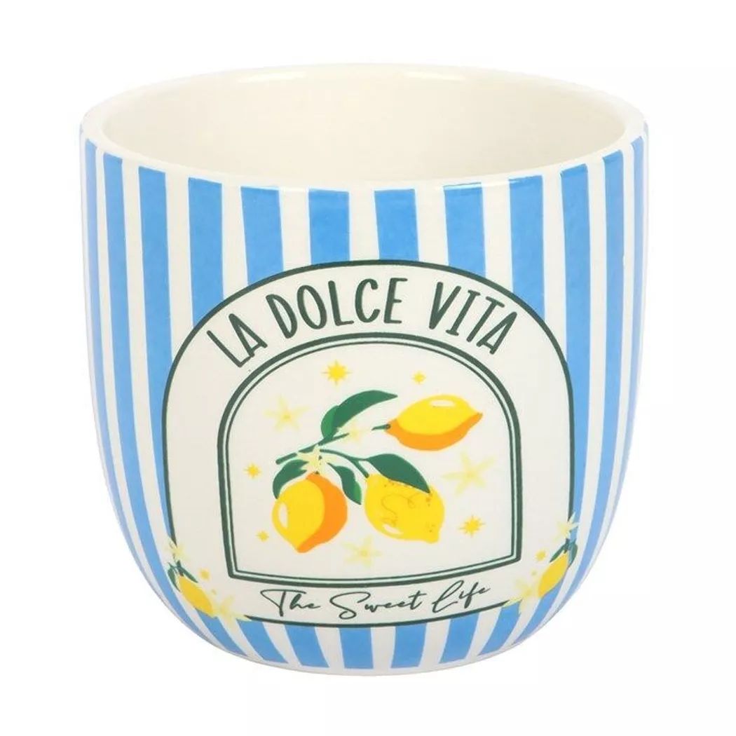 Maceta La Dulce Vita rayas azules.