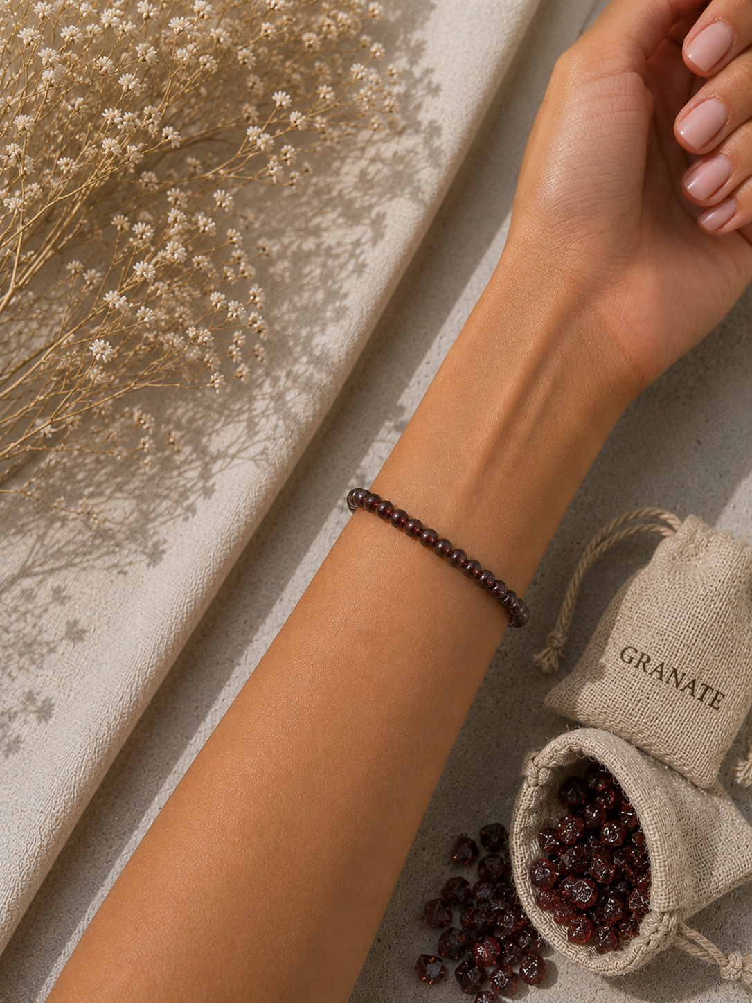 Pulsera de bolas de minerales
