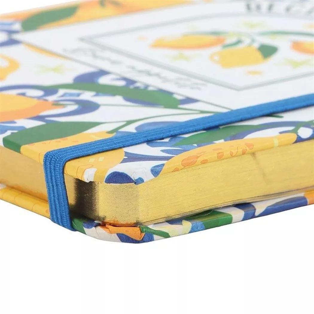 Libreta de recetas tamaño A5 con estampado de limón italiano.