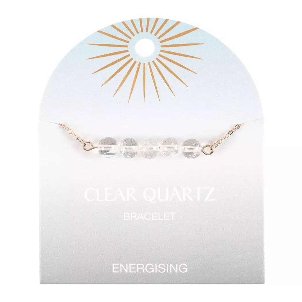 Pulsera de cadena con cuentas de cristal de cuarzo transparente