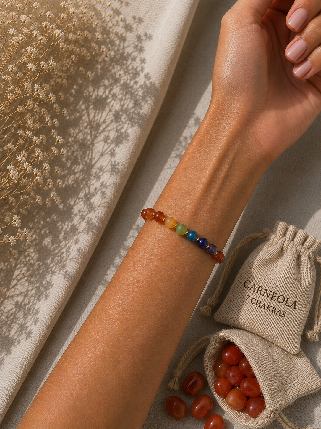 Pulsera de bolas de minerales