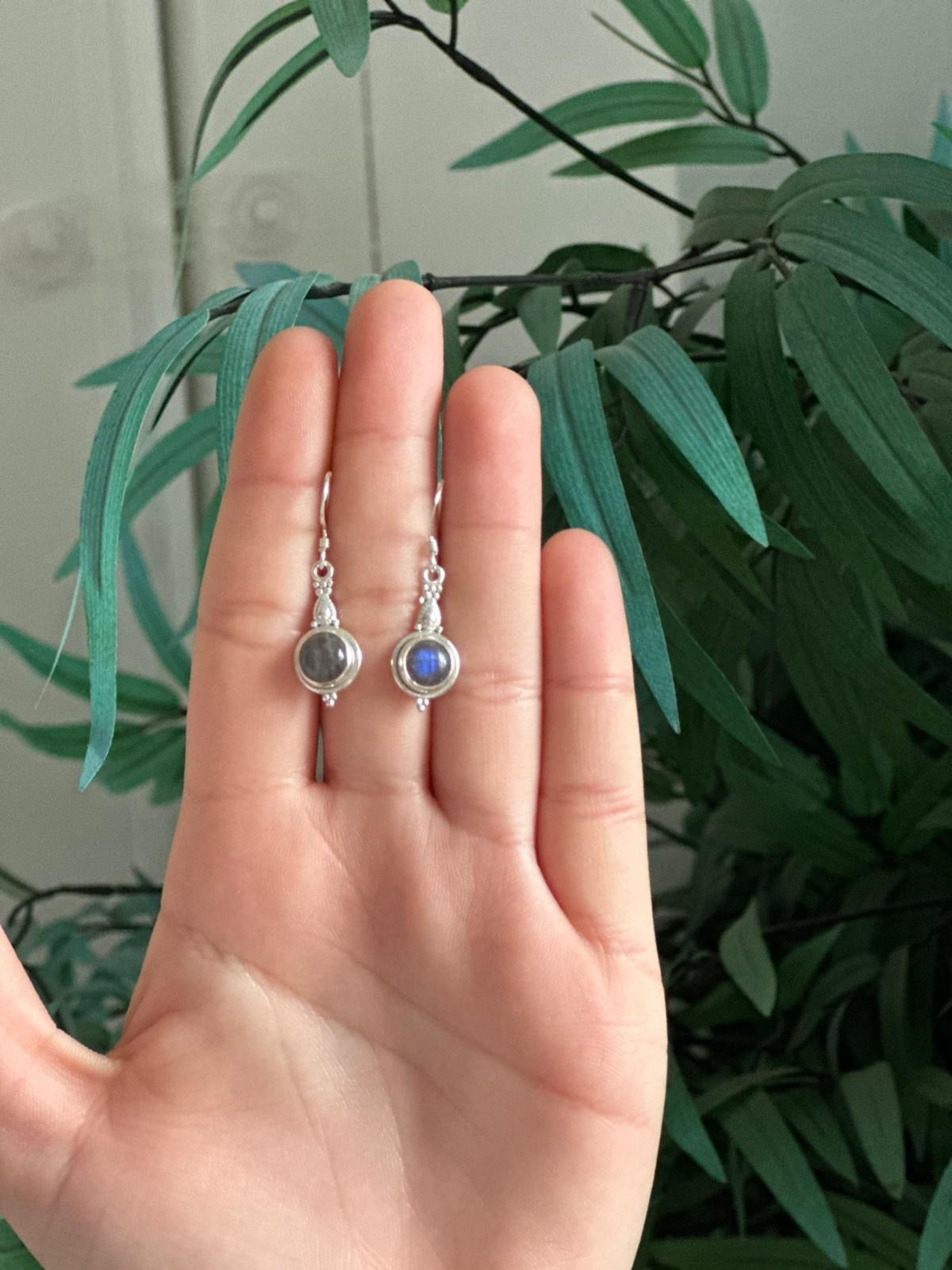 Pendientes de plata con labradorita