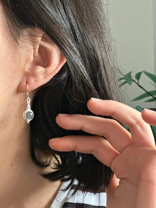 Pendientes de plata con labradorita