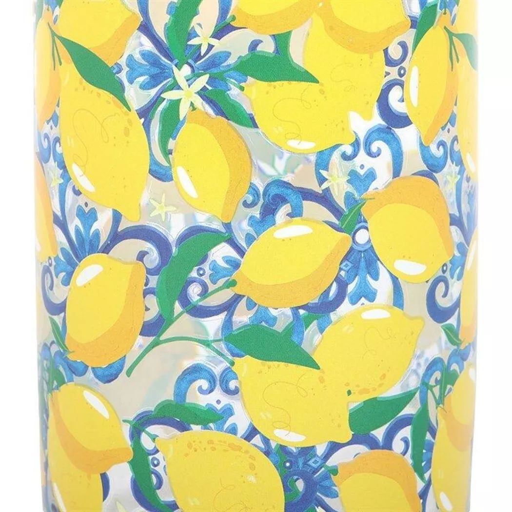 Vaso de vidrio con estampado limon