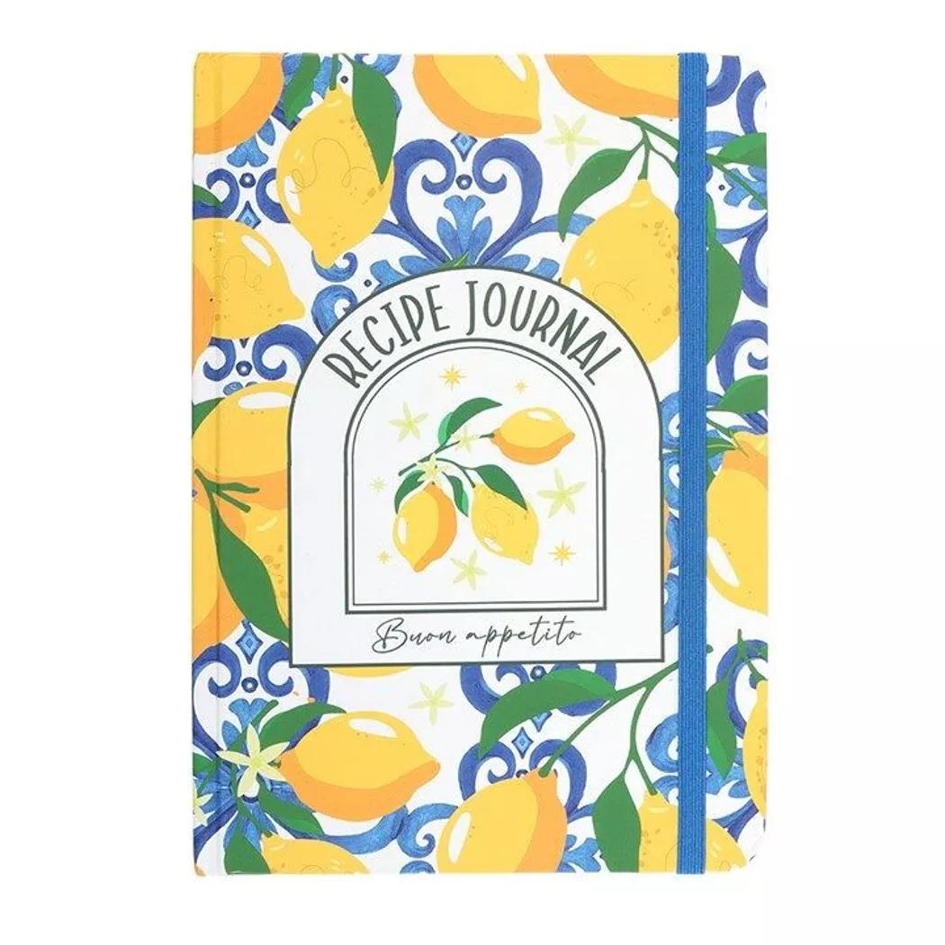 Libreta de recetas tamaño A5 con estampado de limón italiano.