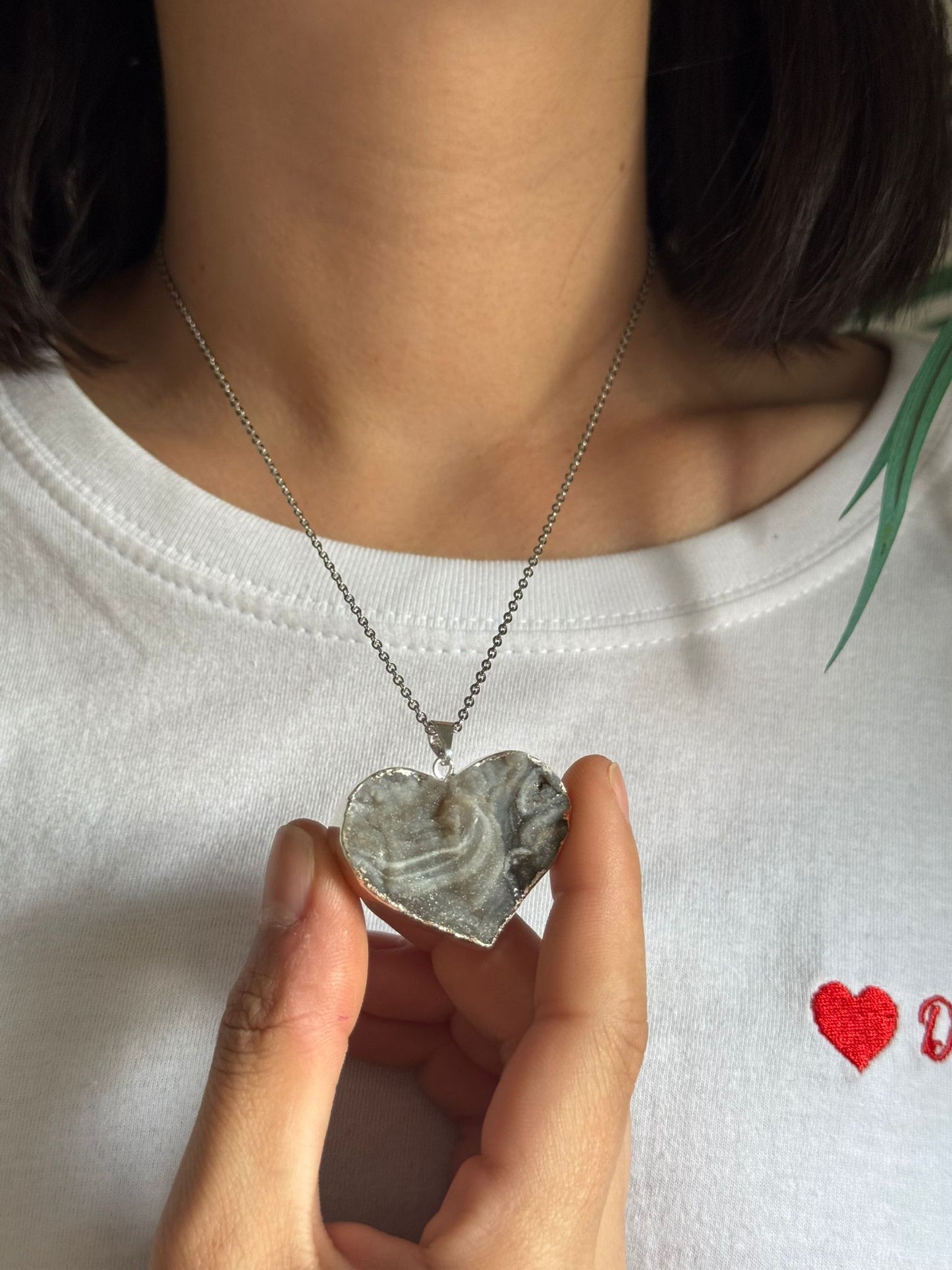 Colgante corazón de Calcedonia