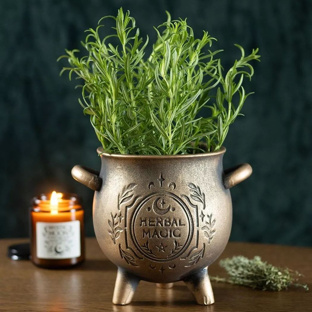Maceta de terracota efecto bronce de herbal Magic.