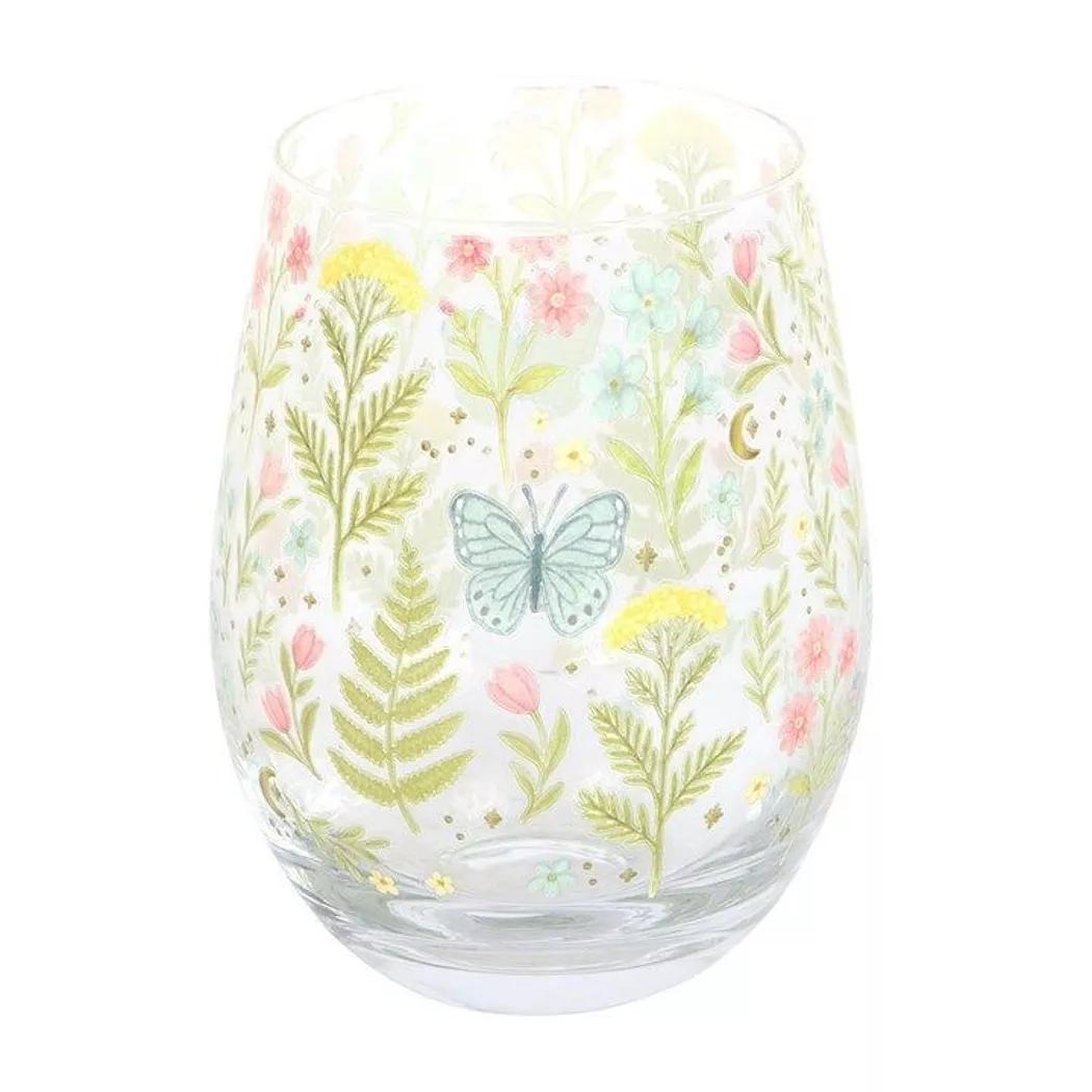 Vaso sin tallo con estampado floral Luna Bloom.