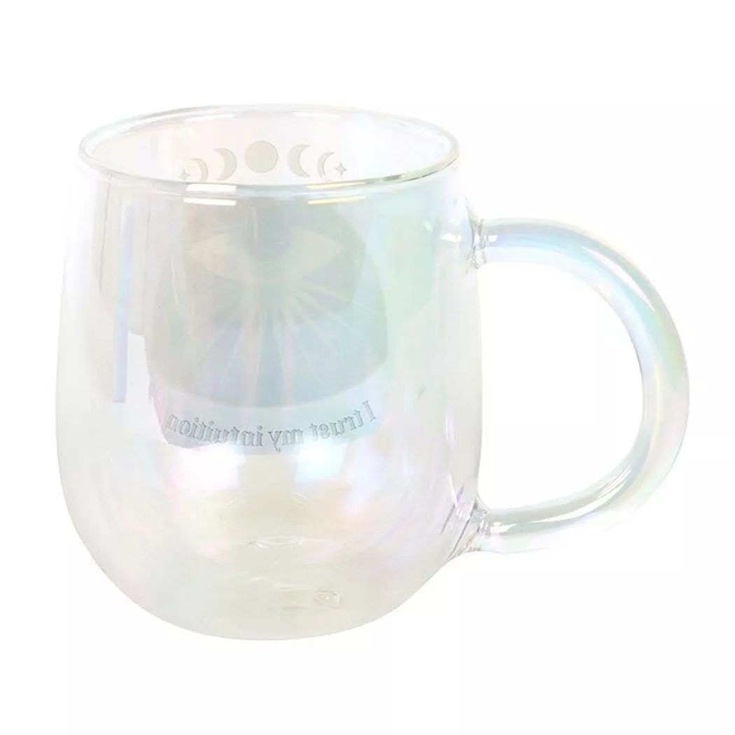 Taza de vidrio de doble pared intuition con infusor de te de cristal Aura.