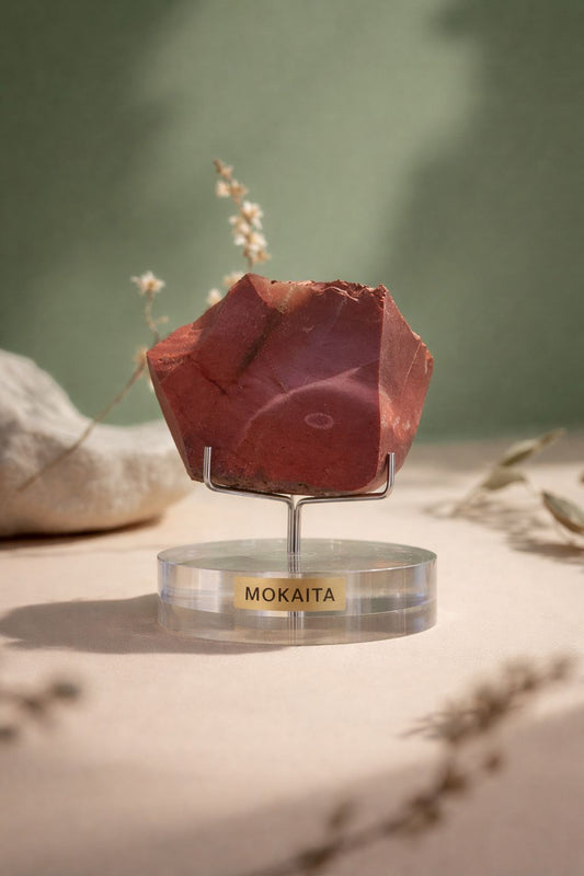 Jaspe Mokaita en pedestal.