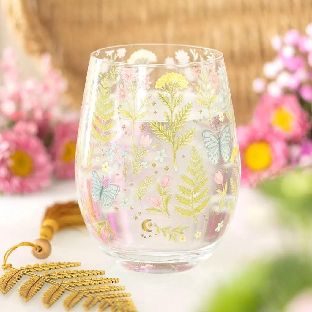 Vaso sin tallo con estampado floral Luna Bloom.