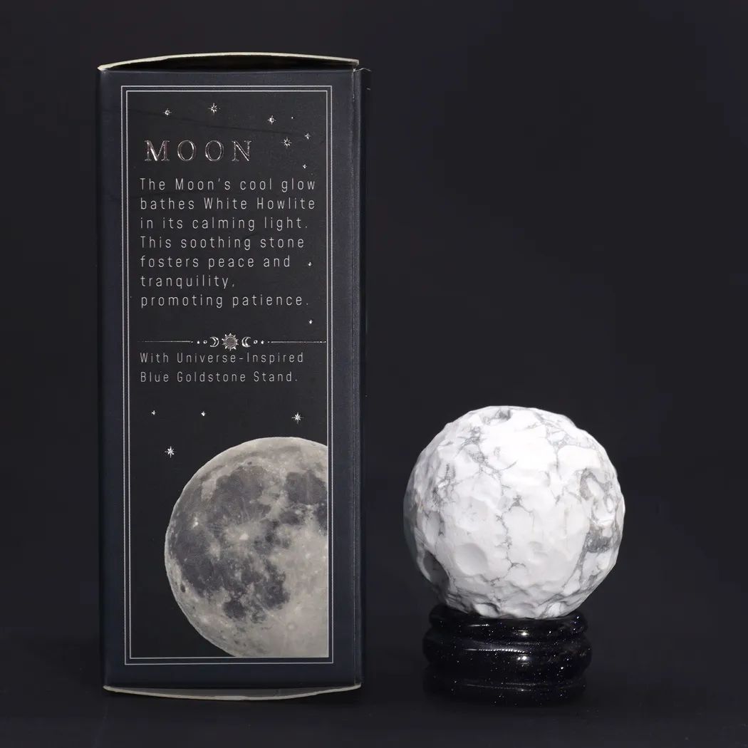 Planeta Luna de howlita con Soporte Solar - 40mm (30x15mm soporte)
