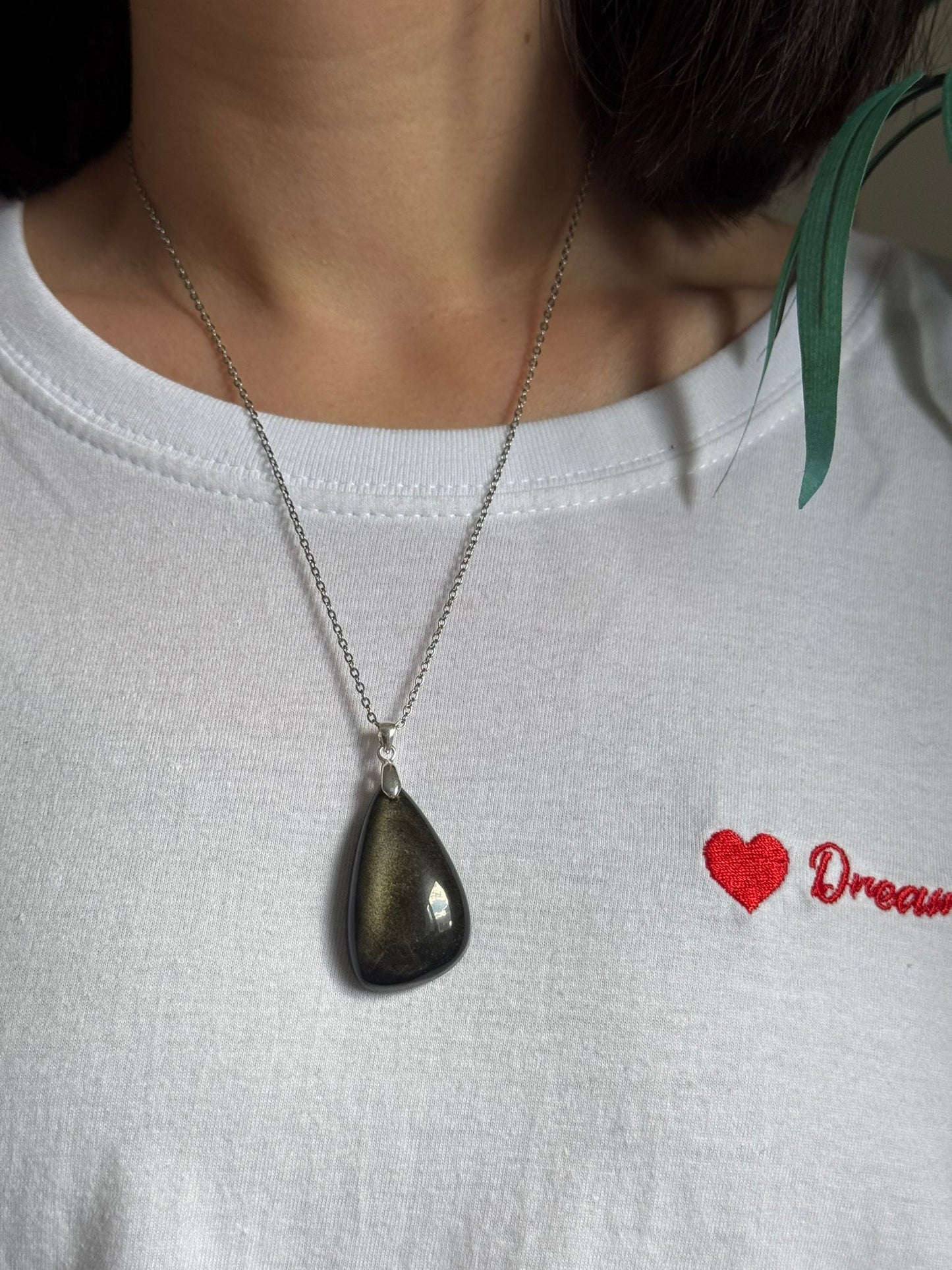 Colgante de obsidiana dorada en plata