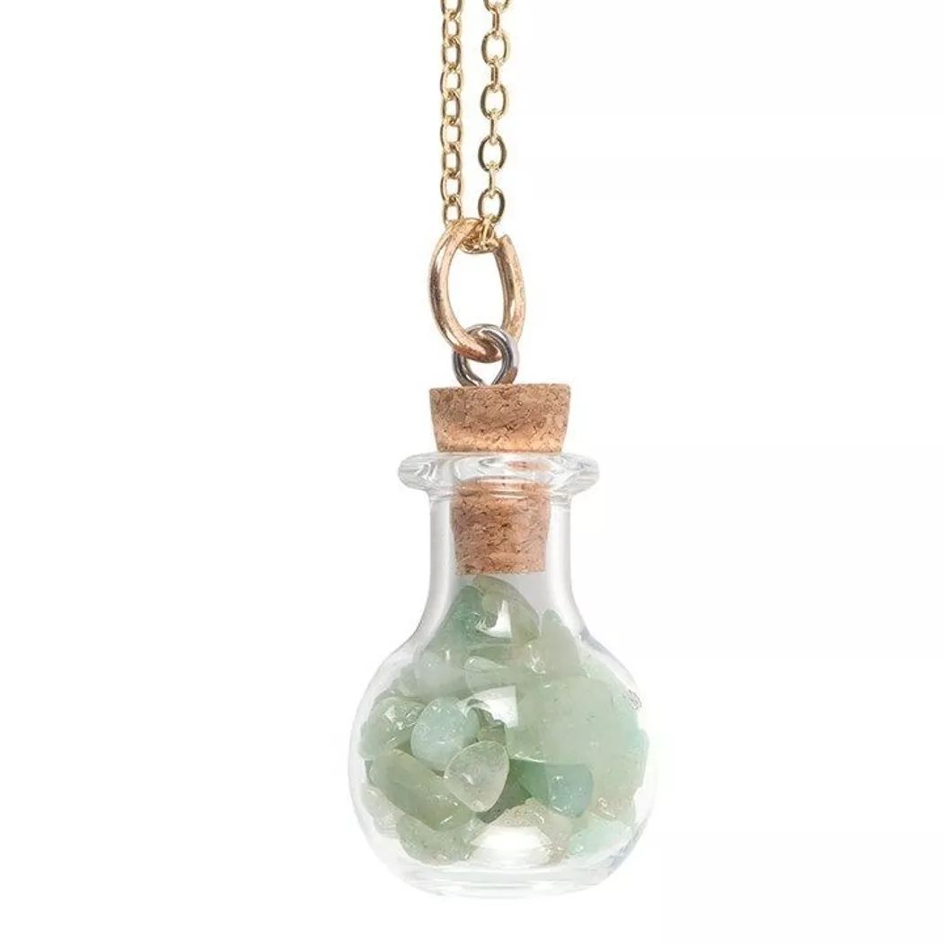 Collar de botella de poción de aventurina de la bruja verde.