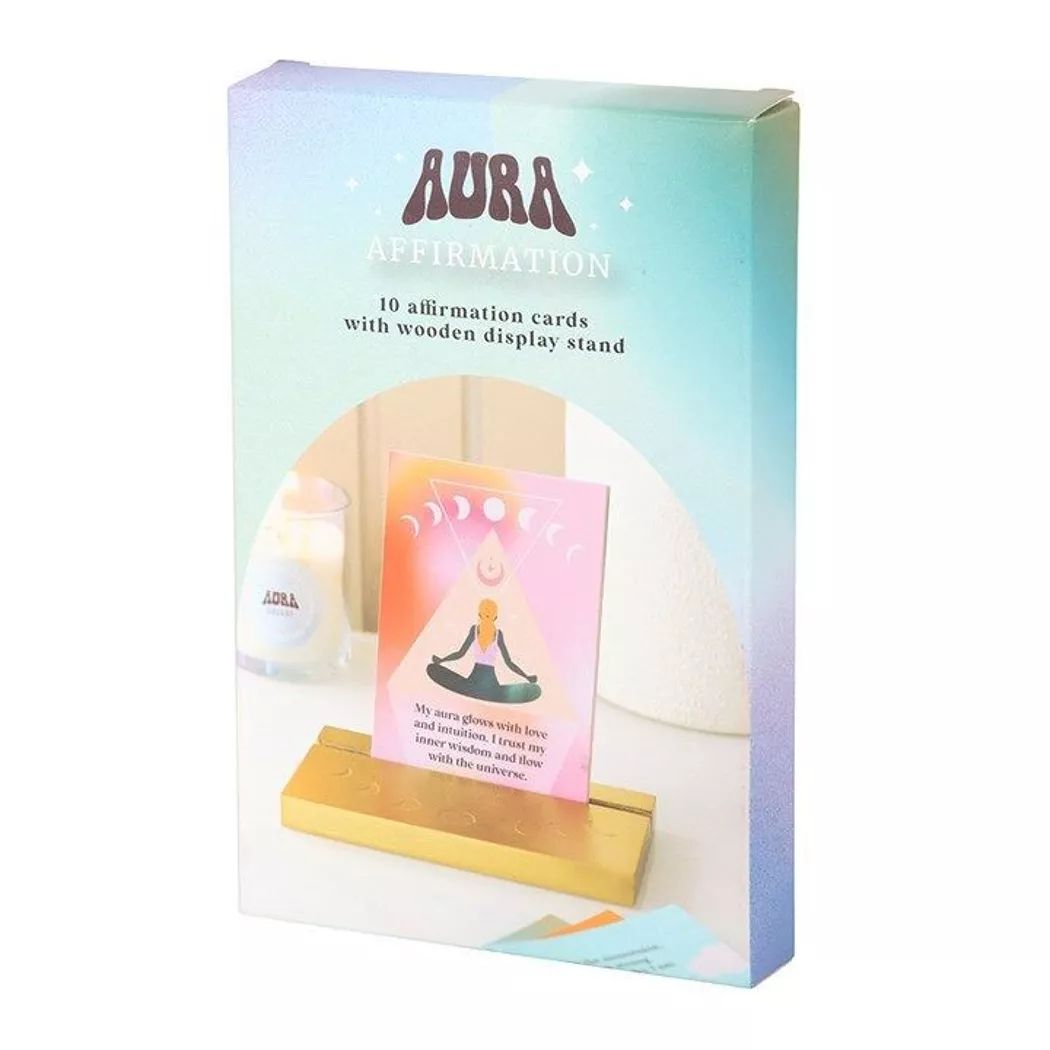 Tarjeta de afirmación de Aura con soporte de madera