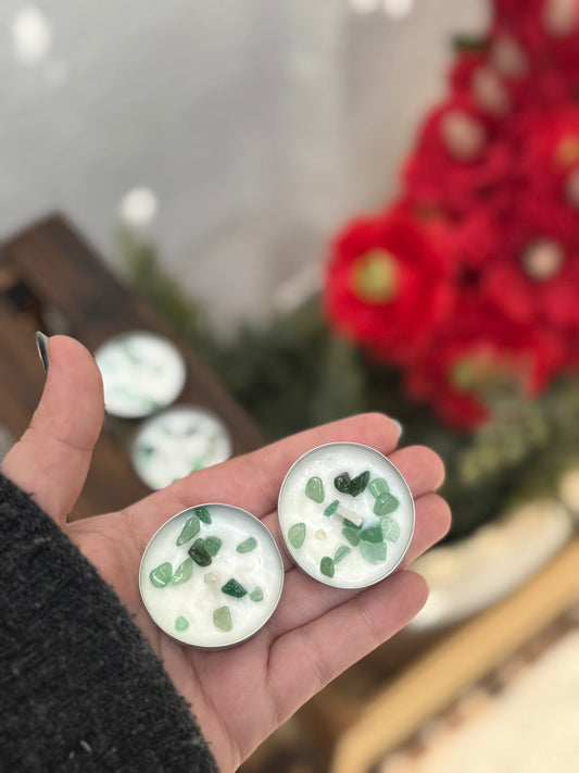 Vela de Té con aventurina verde - Armonía y Bienestar.