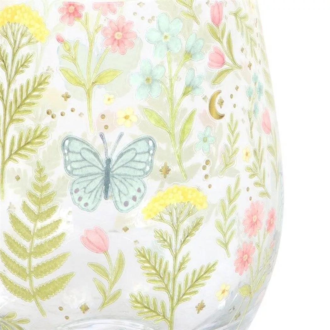Vaso sin tallo con estampado floral Luna Bloom.