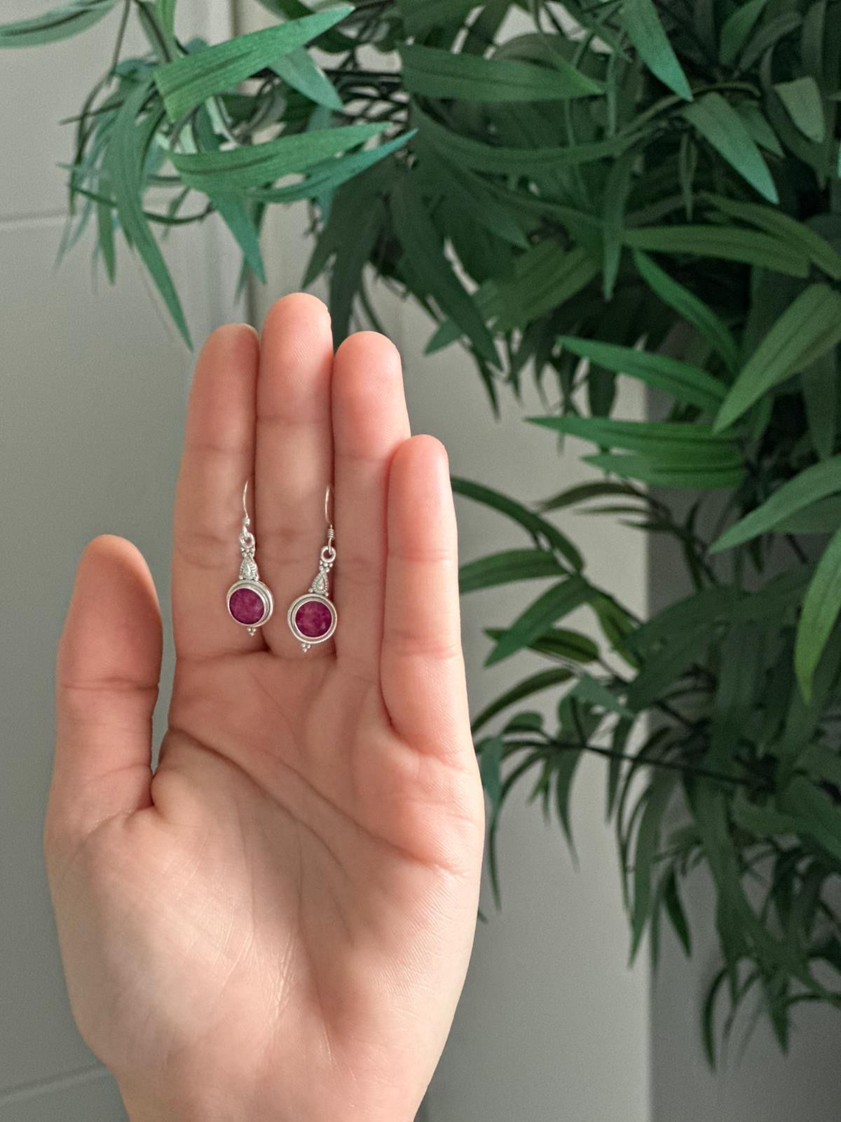 Pendientes de plata con rubí