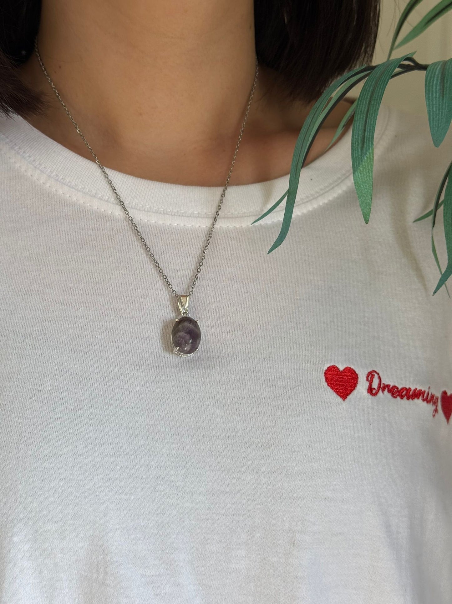 Colgante de amatista Chevron en plata