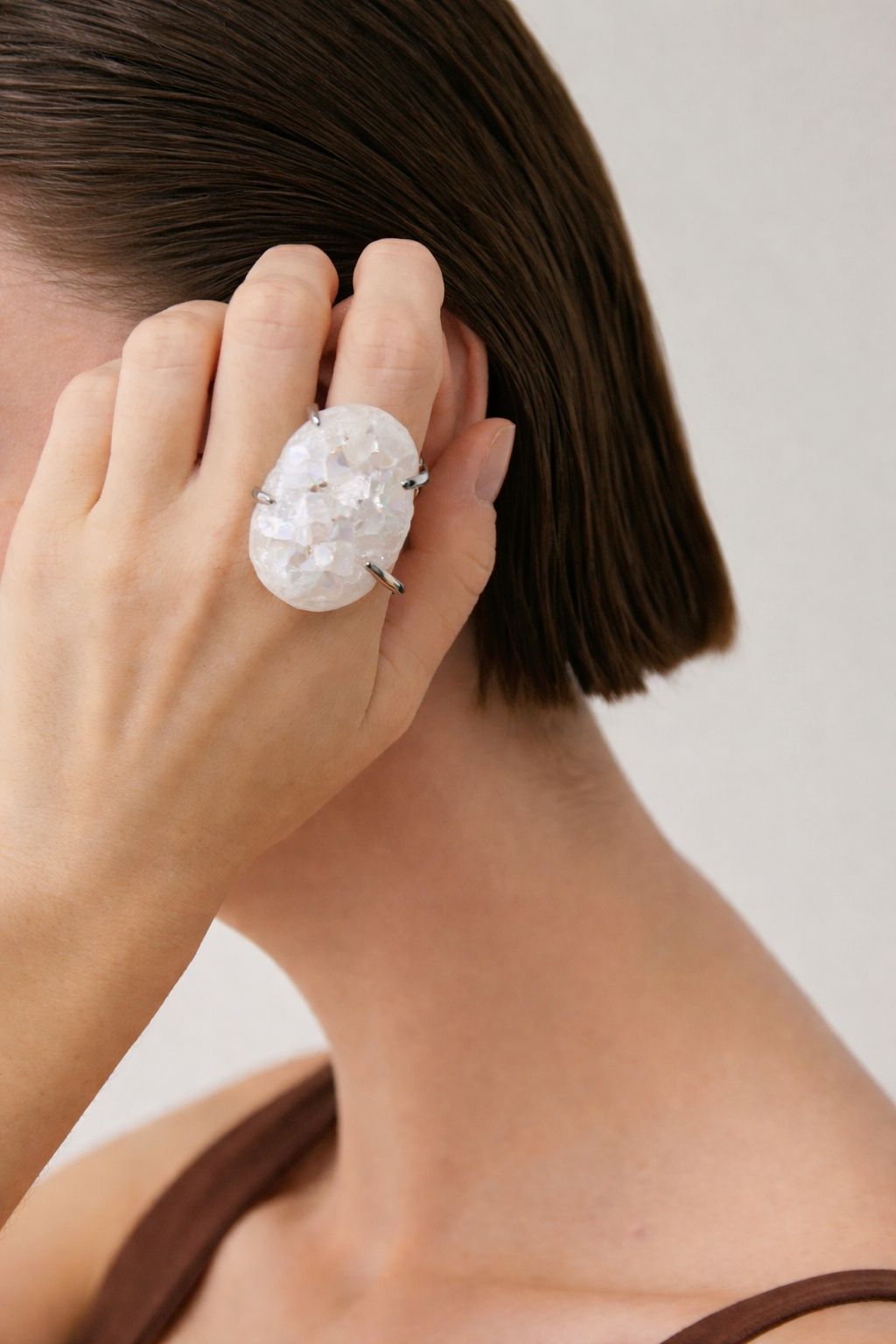 Anillo Amatista Hielo Ajustable en Acero Inoxidable