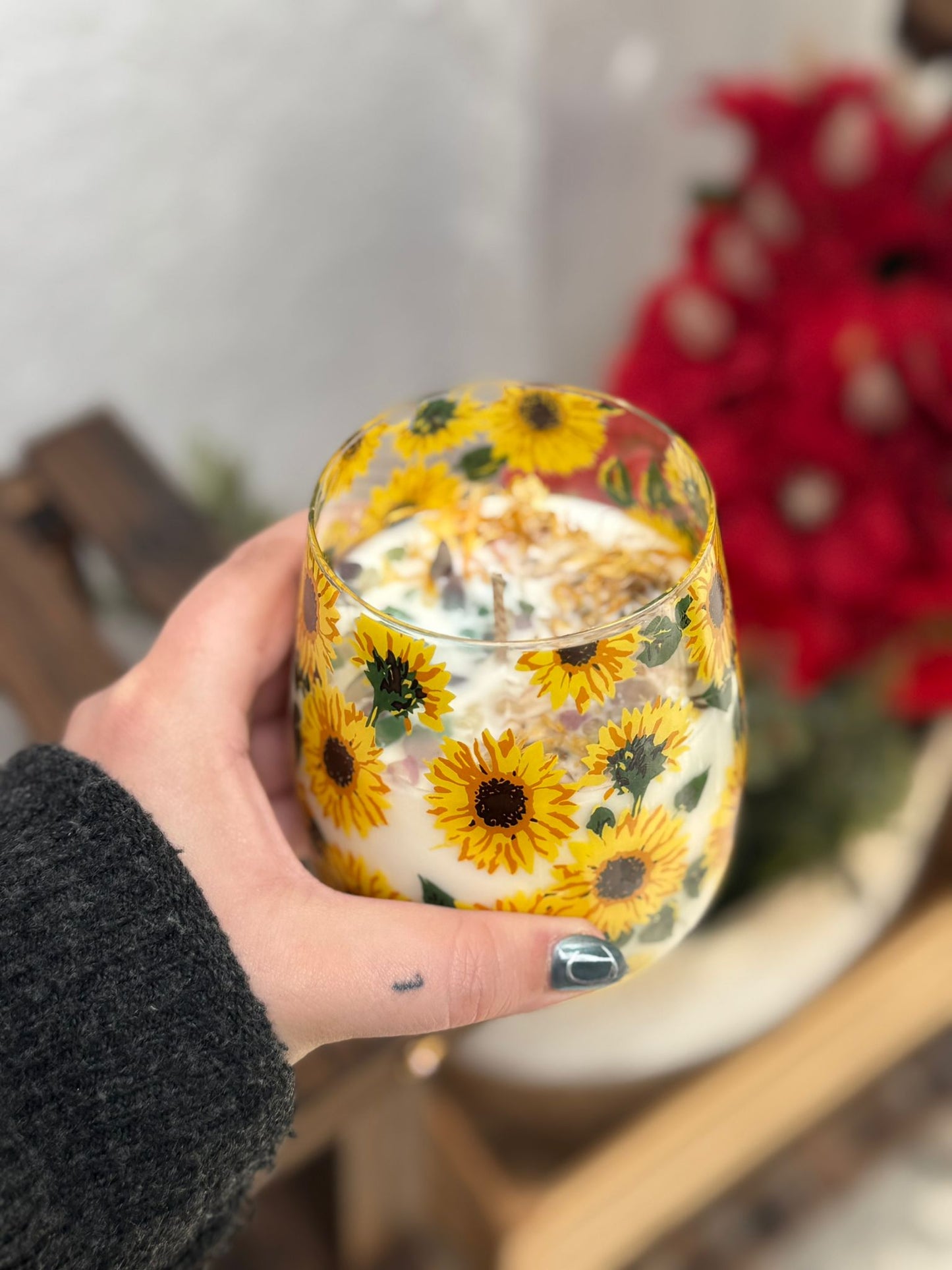 Vela en vaso de cristal - Energía Solar y Alegría.