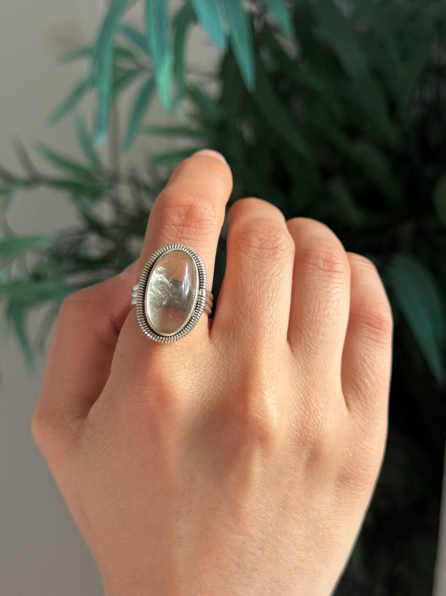 Anillo de amatista verde (prasiolita) en plata de ley 925 ajustable
