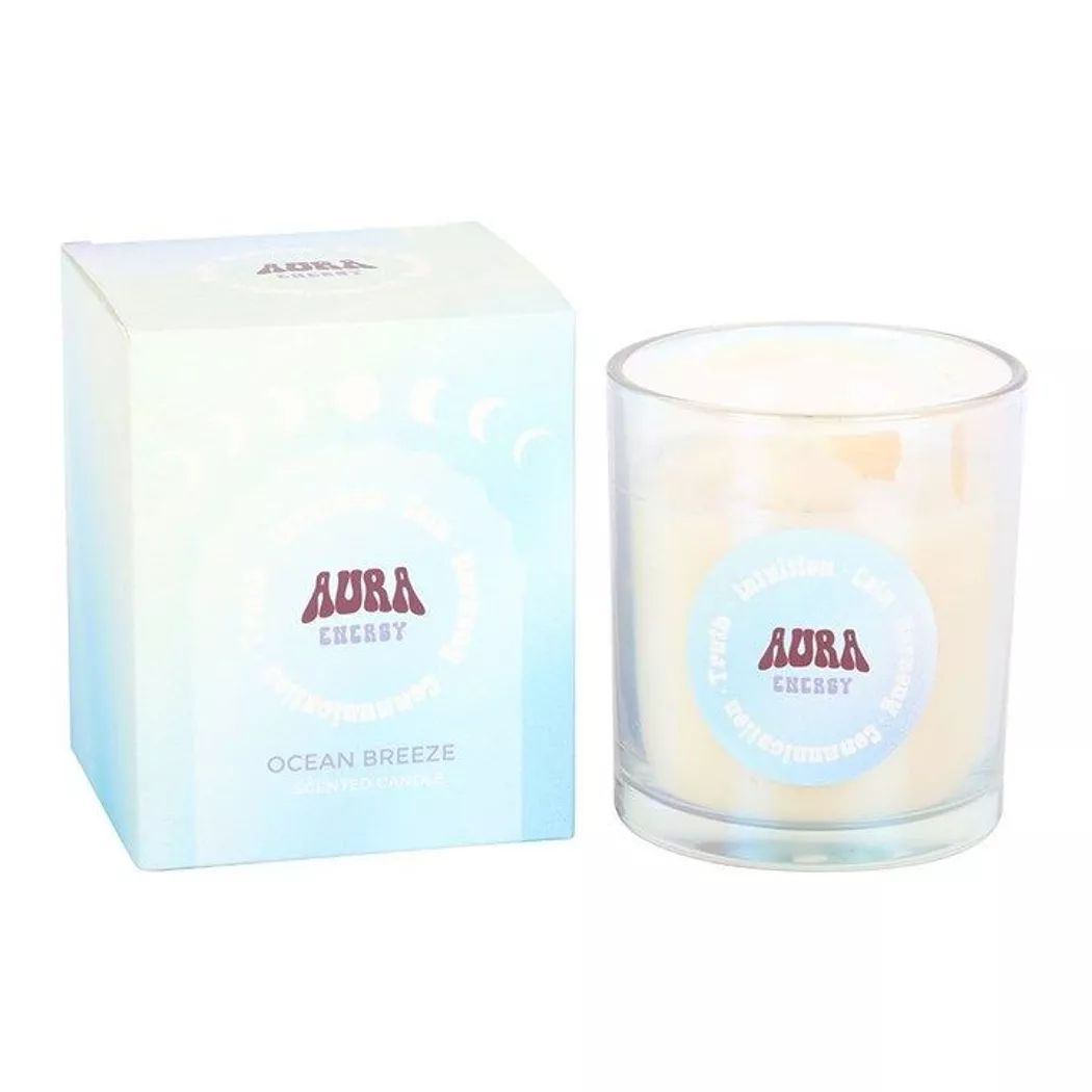 Vela iridiscente Aura energía con aroma Ocean Breece