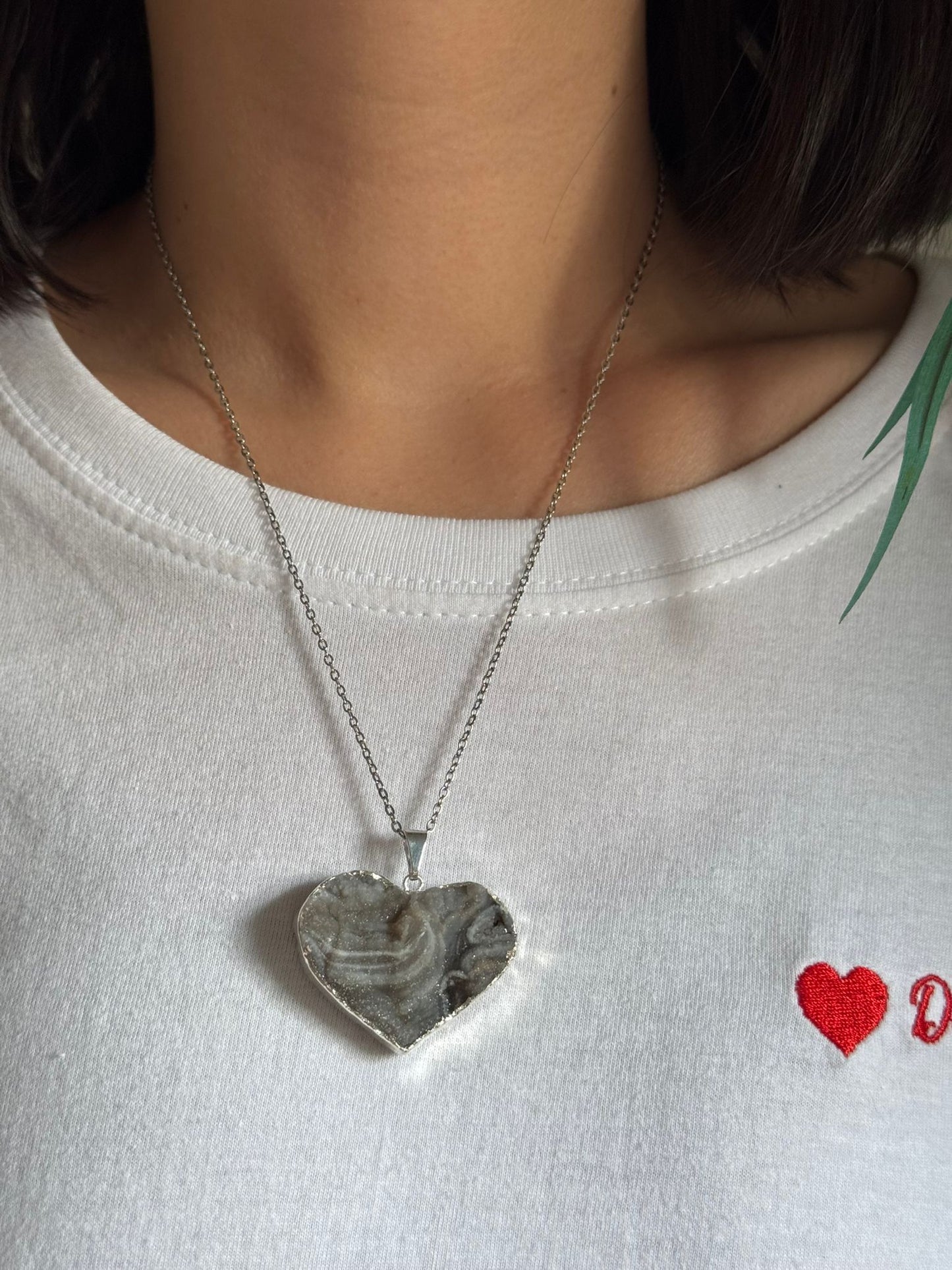 Colgante corazón de Calcedonia