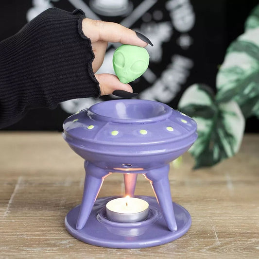 Quemador de OVNI con wax melt alienígenas a aroma a lima