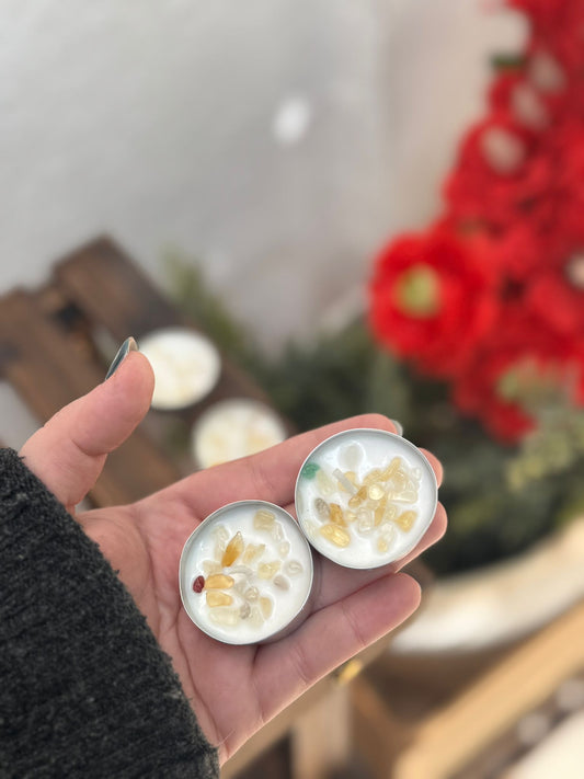 Vela de Té con Citrino - Energía de Abundancia y Alegría.