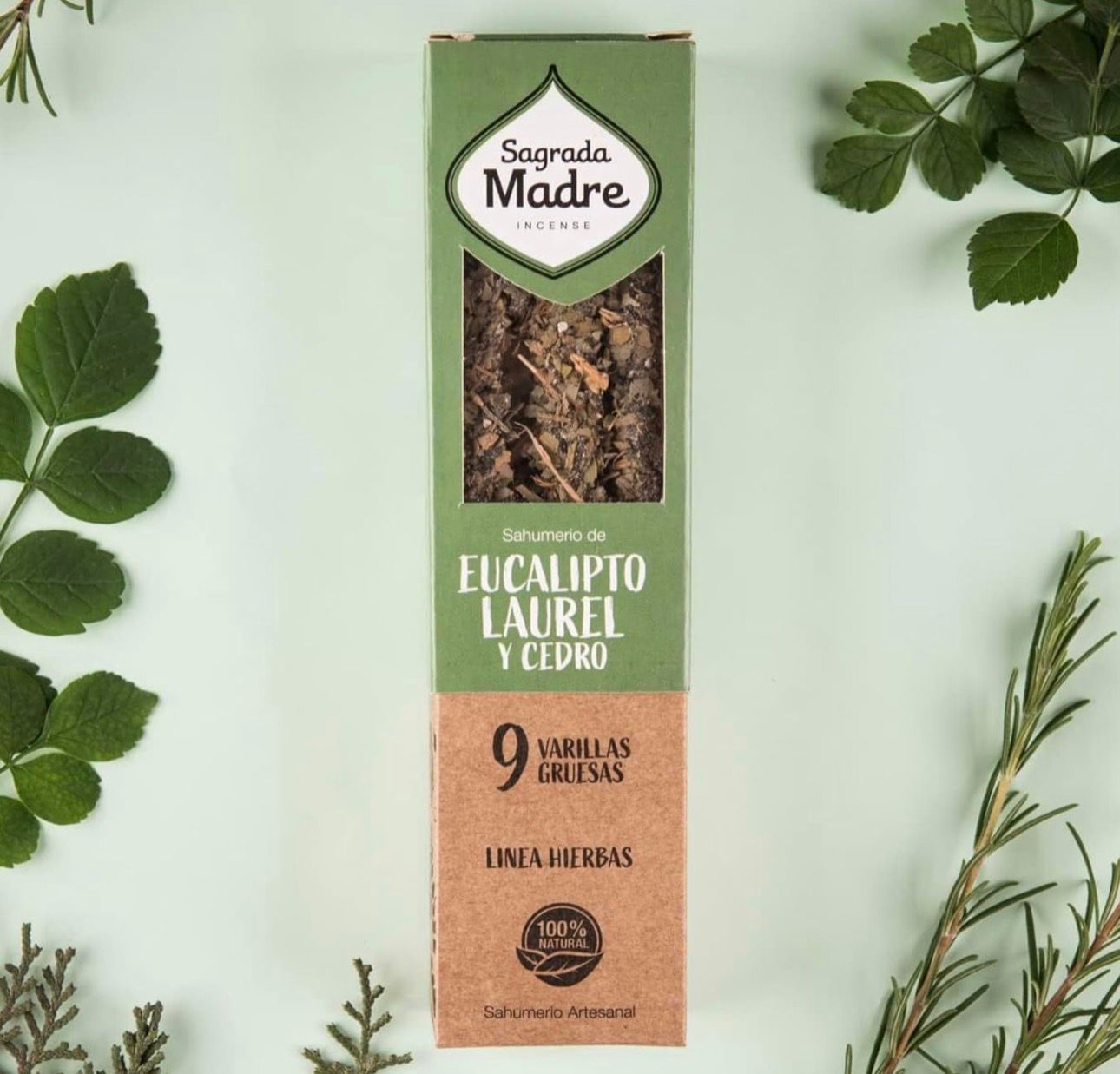 Incienso Sagrada Madre eucalipto, laurel y cedro.