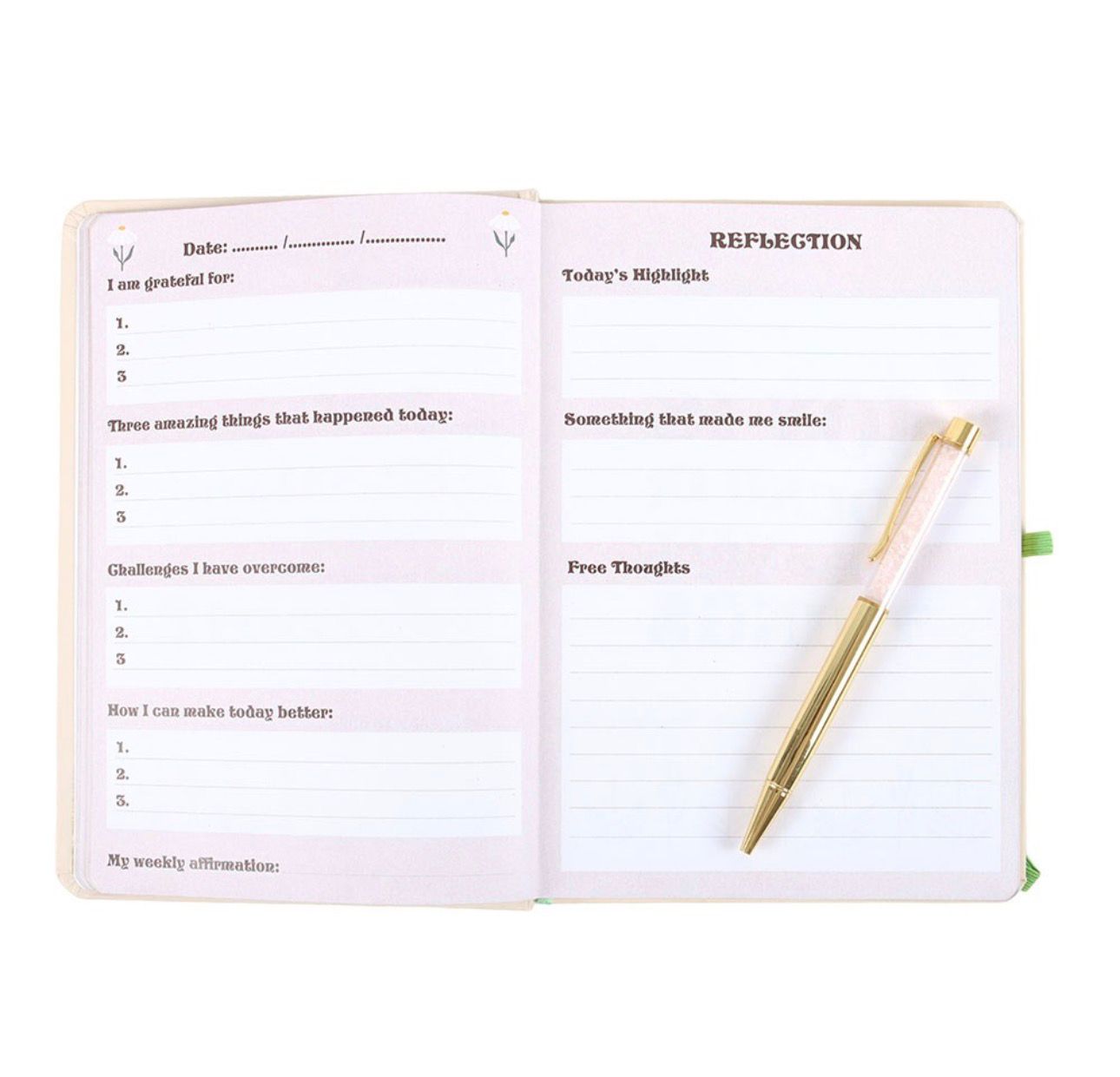 Libreta A5 con bolígrafo de Cuarzo rosa sigue adelante, sigue creciendo.